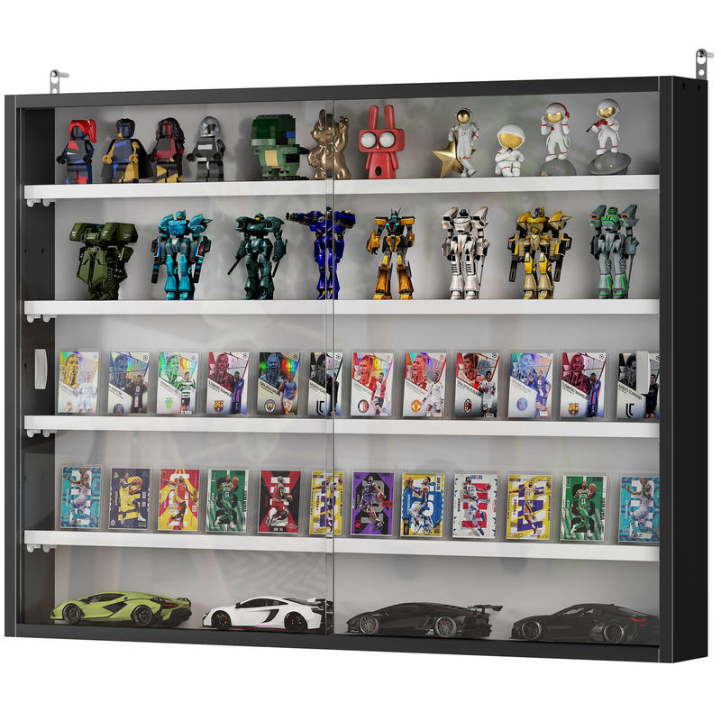 Glass Cabinet Display - HOMCOM 5-Tier Display Cabinet, Wall-Mounted Display