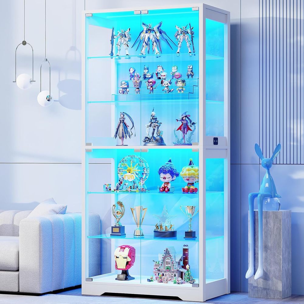 Glass Cabinet Display - 71 6-Tier Glass Door Display Cabinet