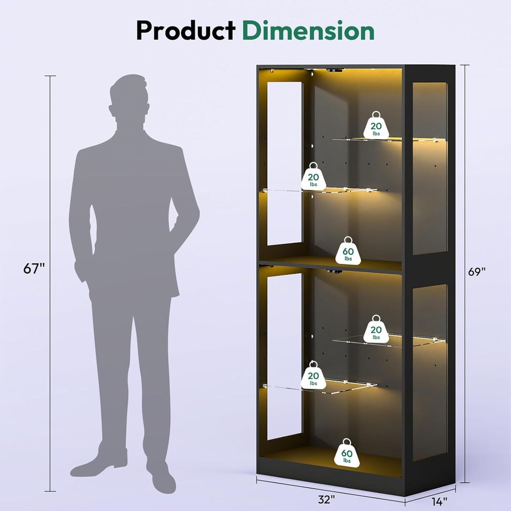 69 LED-Lit Glass Display Cabin – обзор и цена Glass Cabinet Display