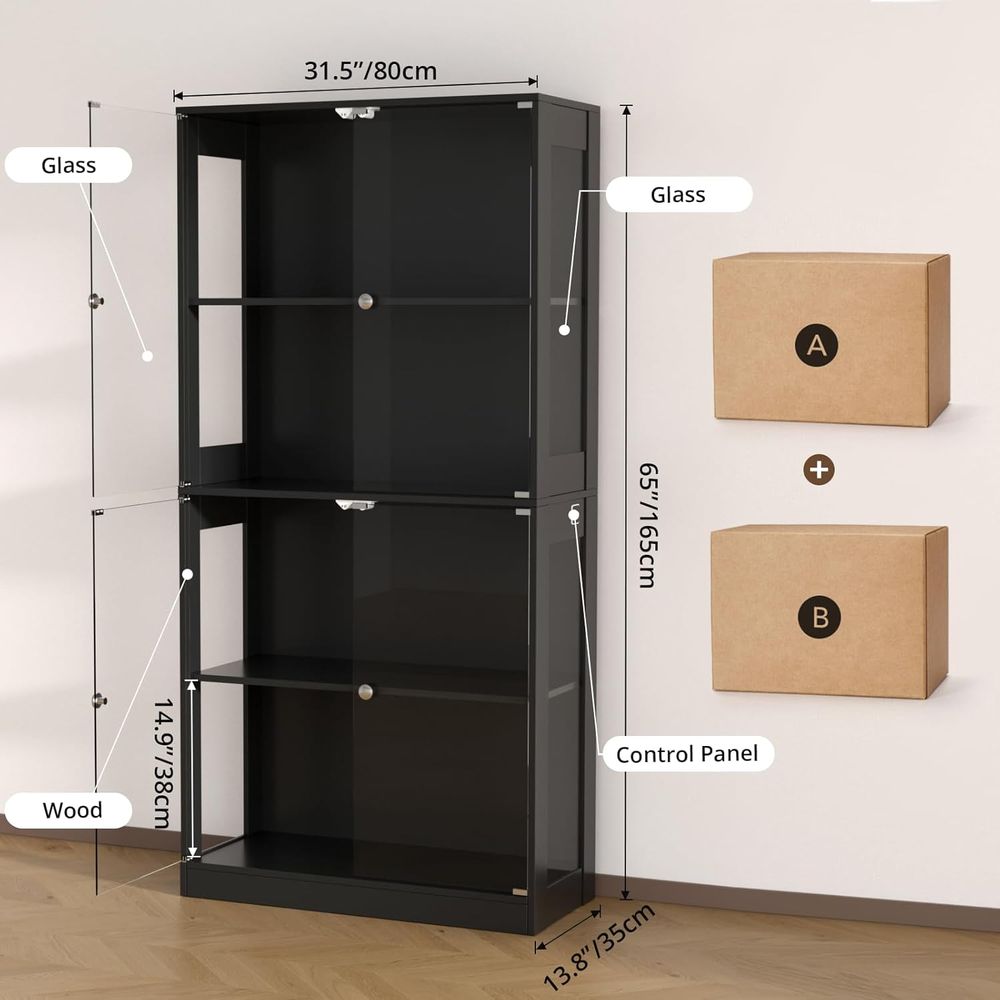 65 Glass Door Display Cabinet, – обзор и цена Glass Cabinet Display