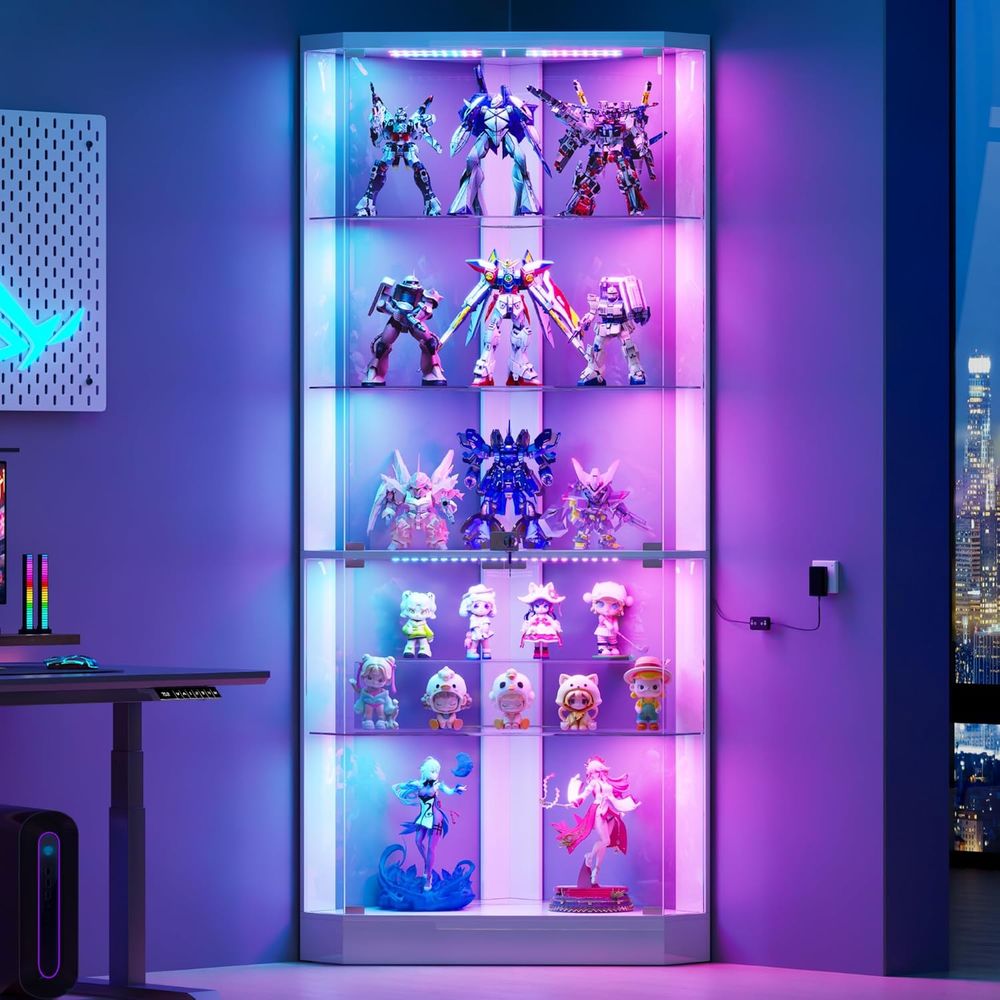 5-Tier White Display Cabinet w – обзор и цена Glass Cabinet Display