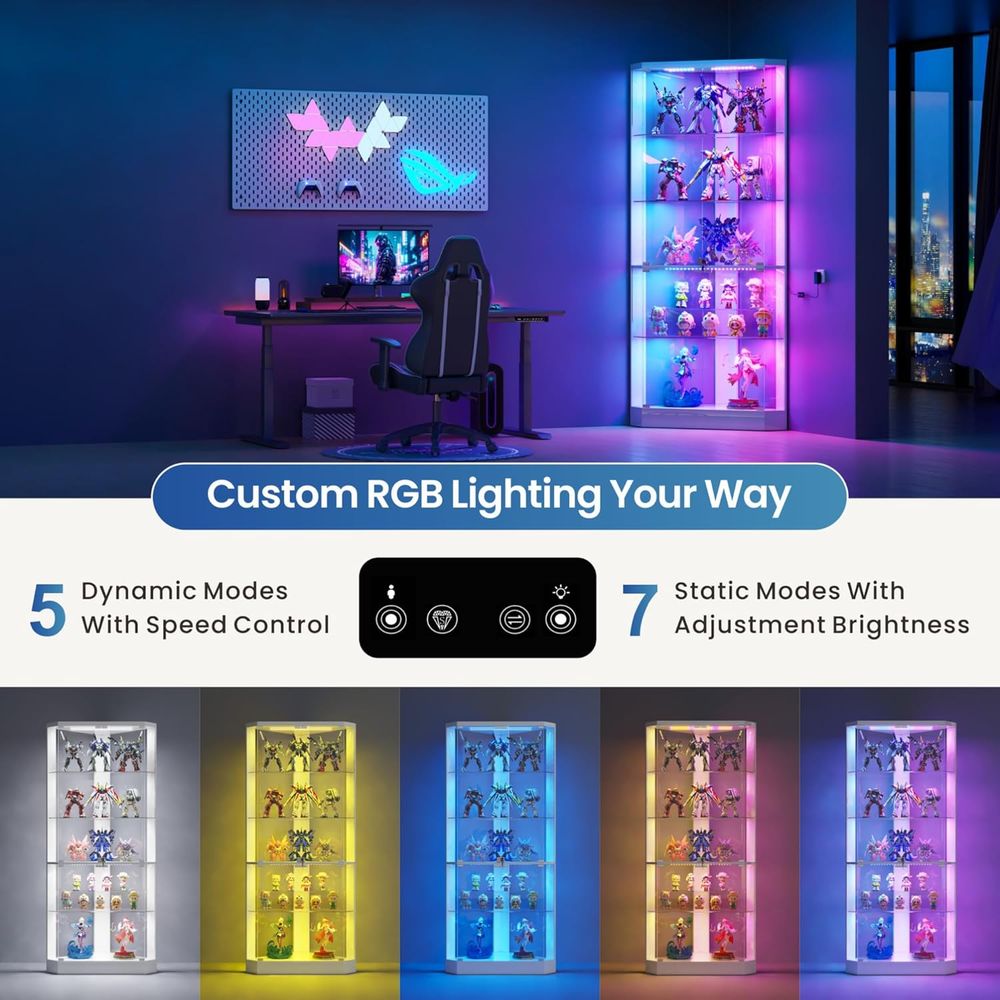 5-Tier White Display Cabinet w – обзор и цена Glass Cabinet Display