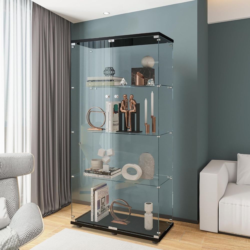 Black Floor Standing Glass Dis – обзор и цена Glass Cabinet Display