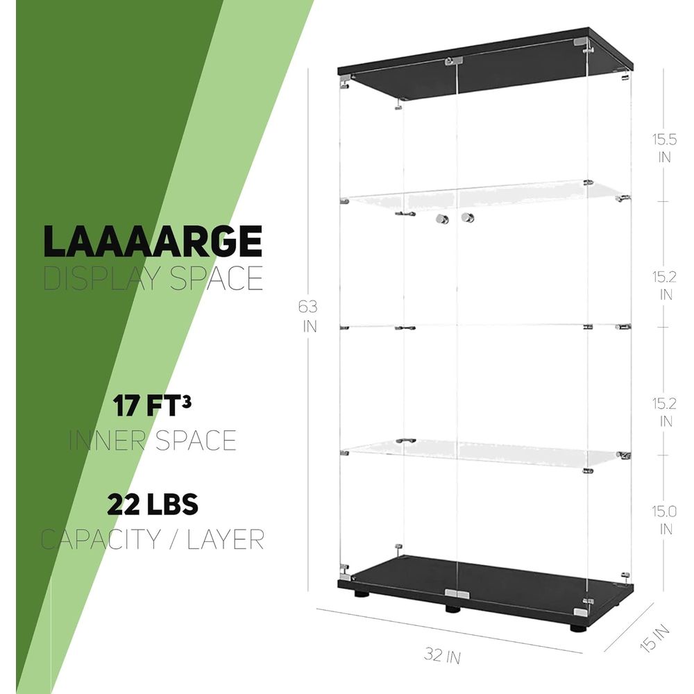 Black Floor Standing Glass Dis – обзор и цена Glass Cabinet Display