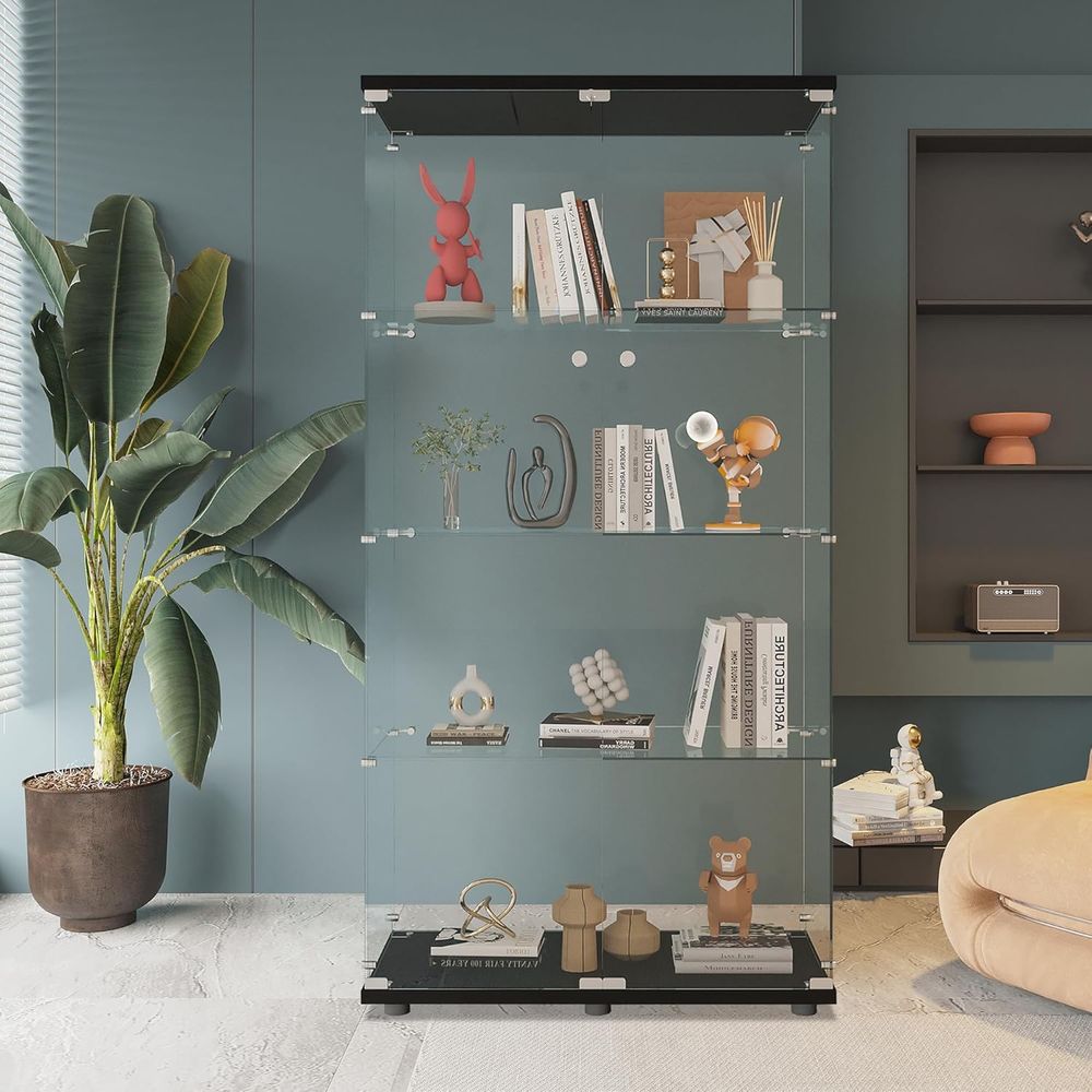 Black Floor Standing Glass Dis – обзор и цена Glass Cabinet Display