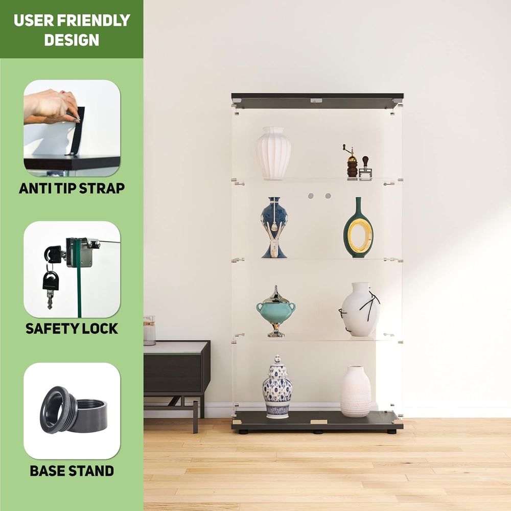 Black Floor Standing Glass Dis – обзор и цена Glass Cabinet Display