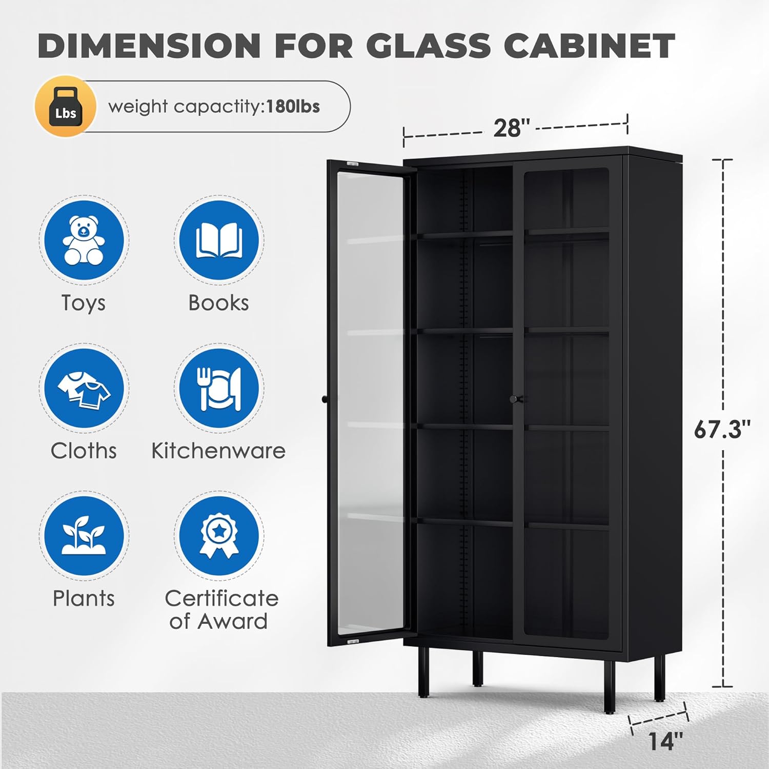 Glass Display Cabinet, Metal C – обзор и цена Glass Cabinet Display