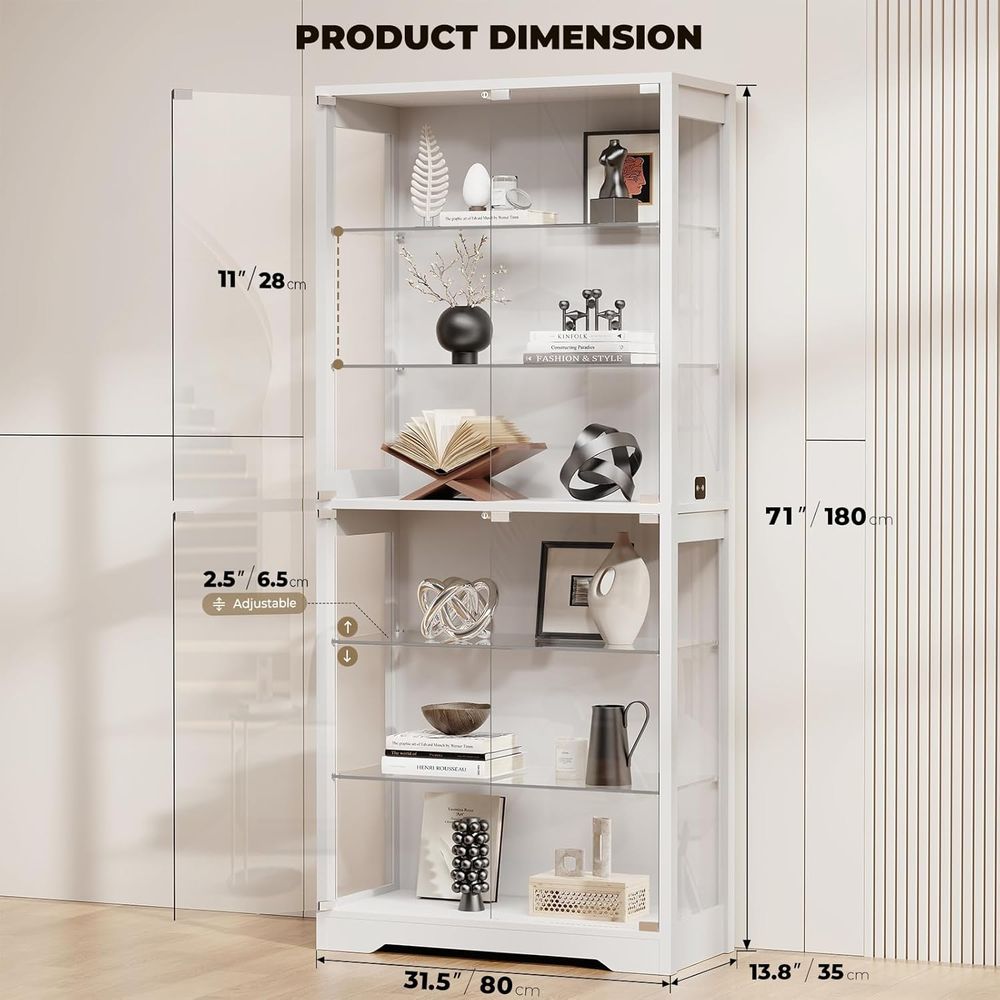 71 6-Tier Glass Door Display C – обзор и цена Glass Cabinet Display