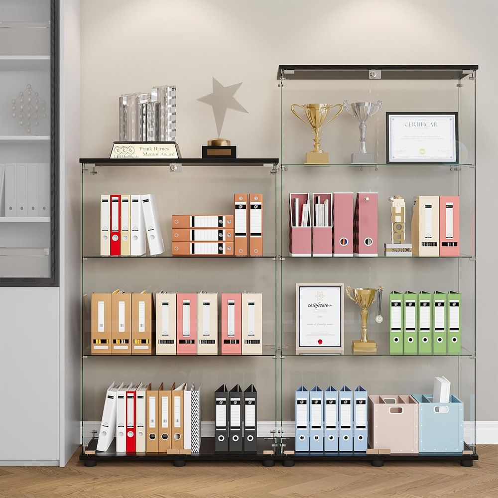 4-Shelf Double Door Lockable G – обзор и цена Glass Cabinet Display