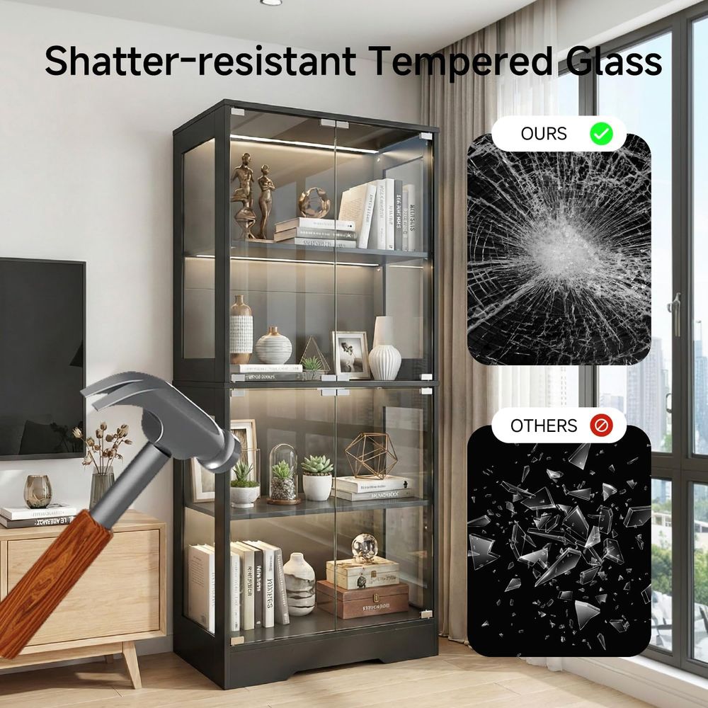 5.5ft Tall 2-Door Glass Displa – обзор и цена Glass Cabinet Display
