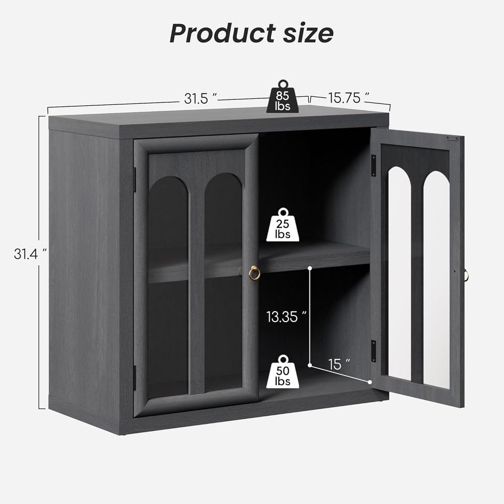 3-Piece Black Sideboard Set wi – обзор и цена Glass Cabinet Display