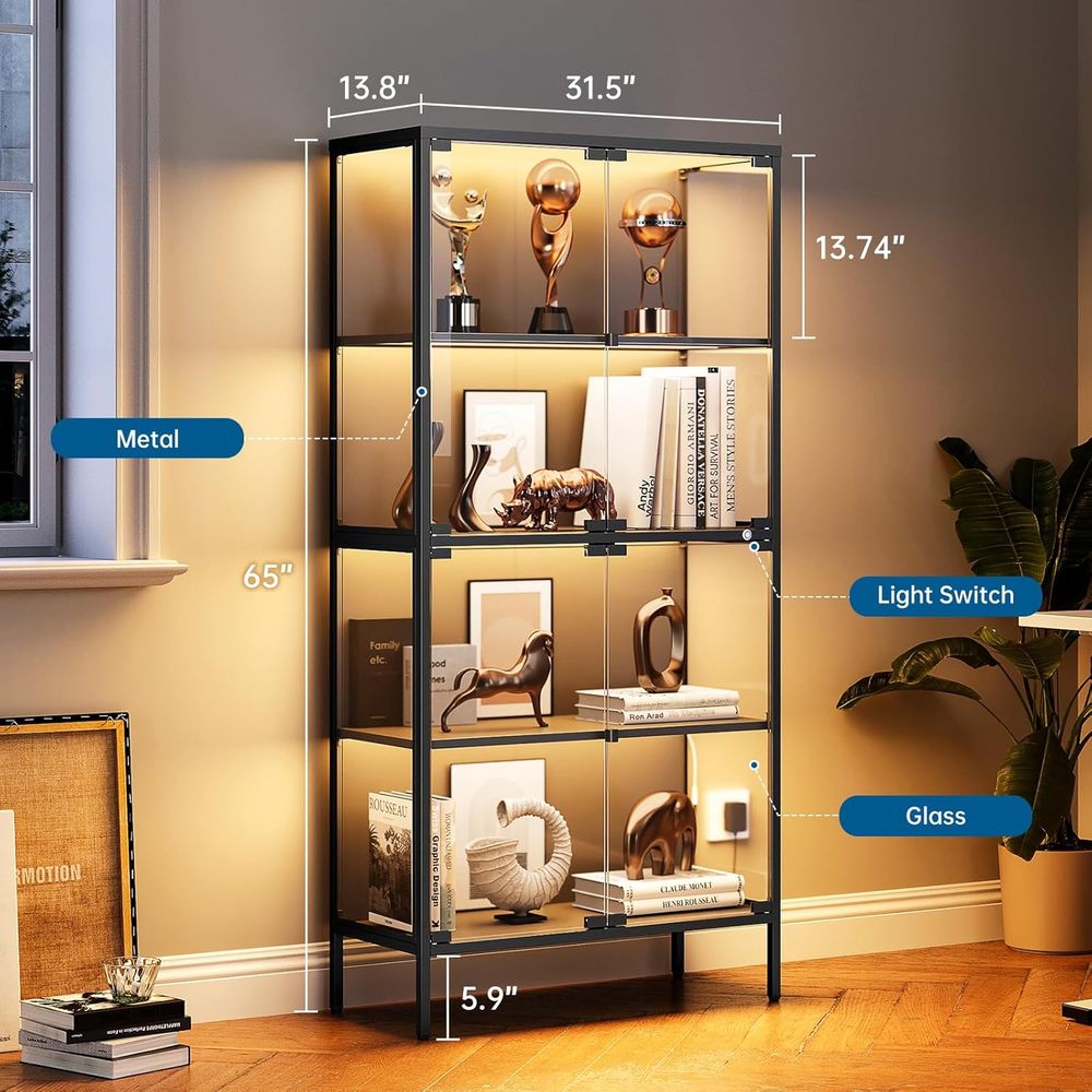 65 LED-Lit Glass Display Cabin – обзор и цена Glass Cabinet Display